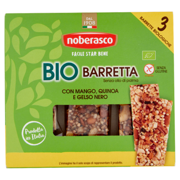 noberasco Bio Barretta con Mango, Quinoa e Gelso Nero 3 x 25 g