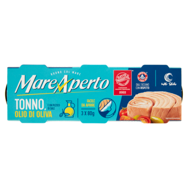 MareAperto Tonno, Olio di Oliva e un Pizzico di Sale 3 x 80 g