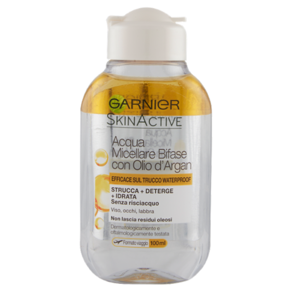 Garnier SkinActive Acqua Micellare Bifase con Olio d'Argan Efficace sul Trucco Waterproof 100 ml