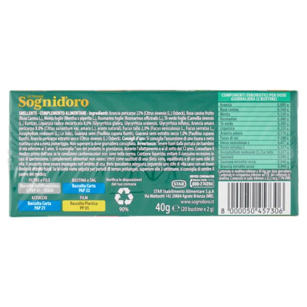 Sognid'oro le Tisane Snellente bustine 20 x 2 g