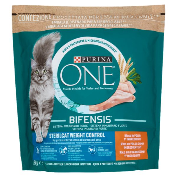 PURINA ONE Bifensis Sterilcat Controllo del Peso Pollo e Cereali Integrali 1,5 kg