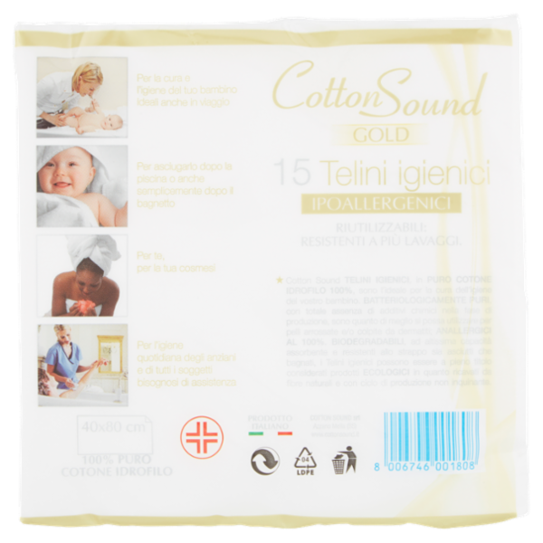 Cotton Sound Gold 15 Telini igienici 40x80 cm