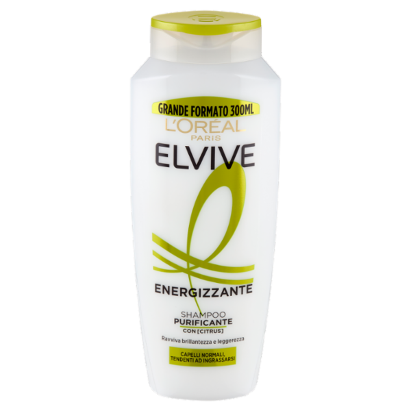 Elvive Energizzante Shampoo Purificante, per Capelli Normali, Tendenti ad Ingrassarsi, 300 ml