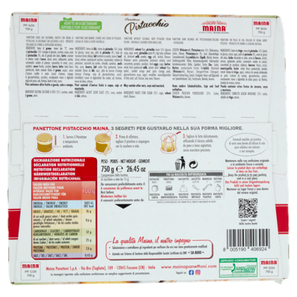 Maina il Golosone Panettone Pistacchio 750 g