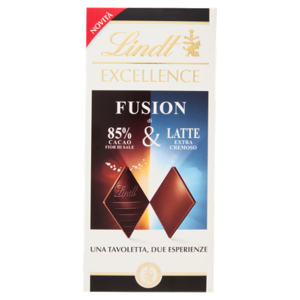 Lindt Excellence Fusion Tav 2 strati cioccolato fondente 85% fior di sale e cioccolato al latte 100g