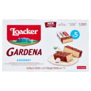 Loacker Gardena Coconut Wafer Con Crema Al Cocco Ricoperti Di Cioccolato Al Latte Wafers 38gx5