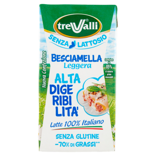 treValli Senza Lattosio Besciamella Leggera Alta Digeribilità 500 ml