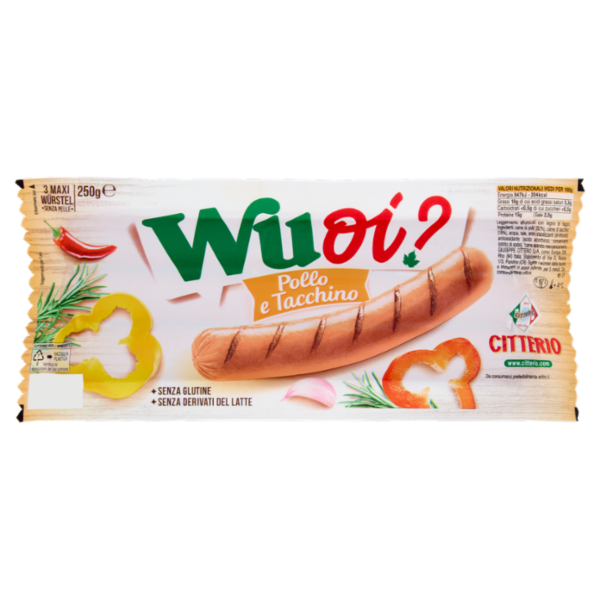Citterio Wuoi? 3 Maxi Würstel senza pelle Pollo e Tacchino 250 g