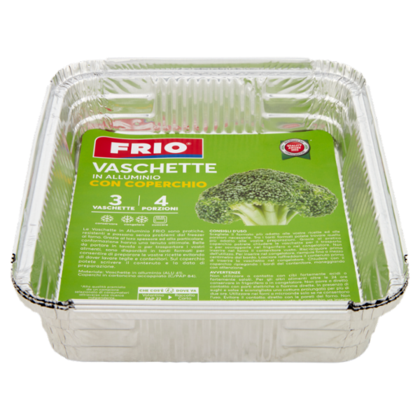 Frio Vaschette in Alluminio con Coperchio 4 Porzioni 3 pz