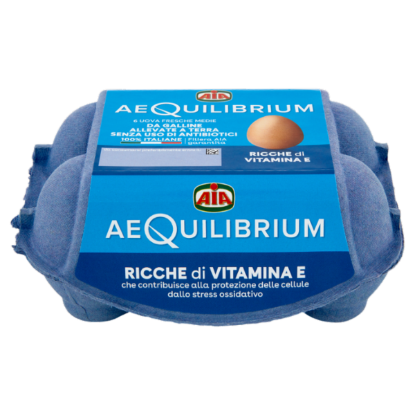 Aia aeQuilibrium 6 Uova Fresche Medie da Galline Allevate a Terra Senza Uso di Antibiotici