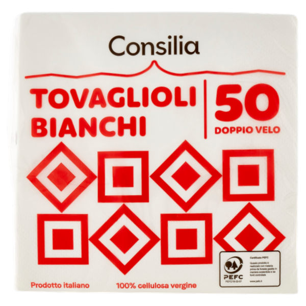 Consilia Tovaglioli Bianchi Doppio Velo 50 pz