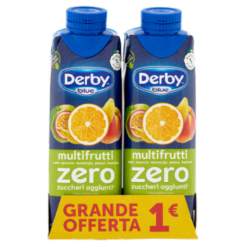 Derby Blue Multifrutti Mela Arancia Maracuja Pesca Banana Zero Zuccheri Aggiunti* 2 x 300 Ml