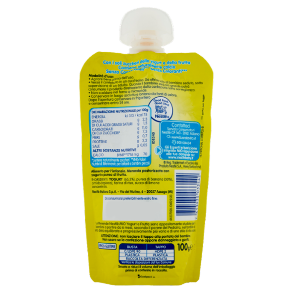 NESTLÉ MIO Merenda da spremere Yogurt e Frutta Banana pouch 100 g