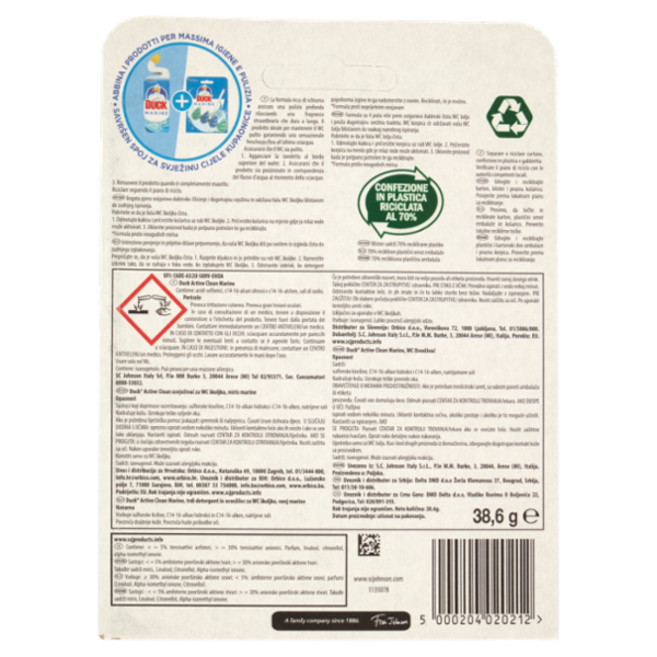 Duck Active Clean - Tavoletta Igienizzante WC, Fragranza Marine, 38,6 g