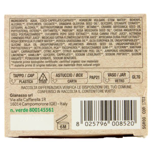 I Provenzali Bio Crema Viso Biologica Rosa Mosqueta 50 mL