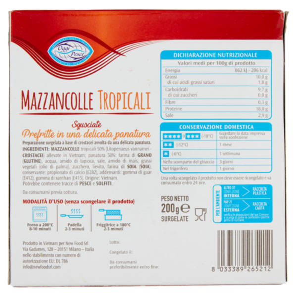 Oggi Pesce Mazzancolle Tropicali Surgelate 200 g
