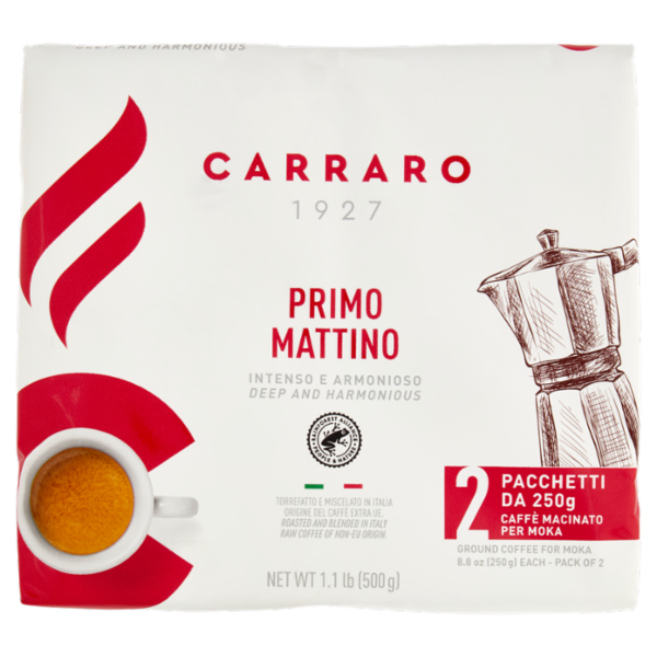 Carraro Primo Mattino Ground Coffee for Moka 2 x 250 g