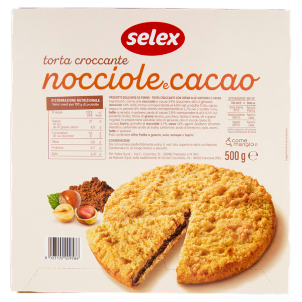 Selex Torta Croccante con Nocciole e Cacao 500 g