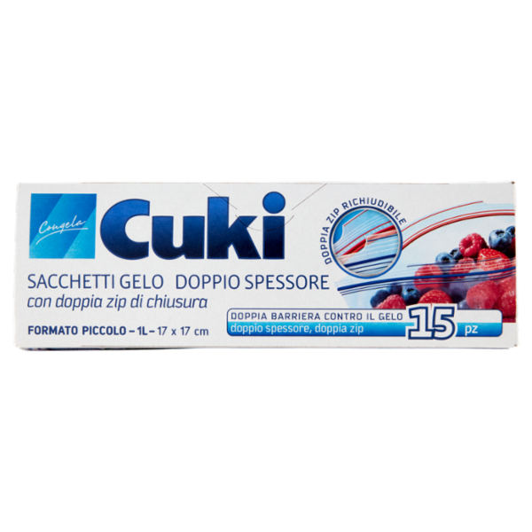 Cuki Congela Sacchetti Gelo Doppio Spessore Formato Piccolo - 1L - 17 x 117 cm 15 pz