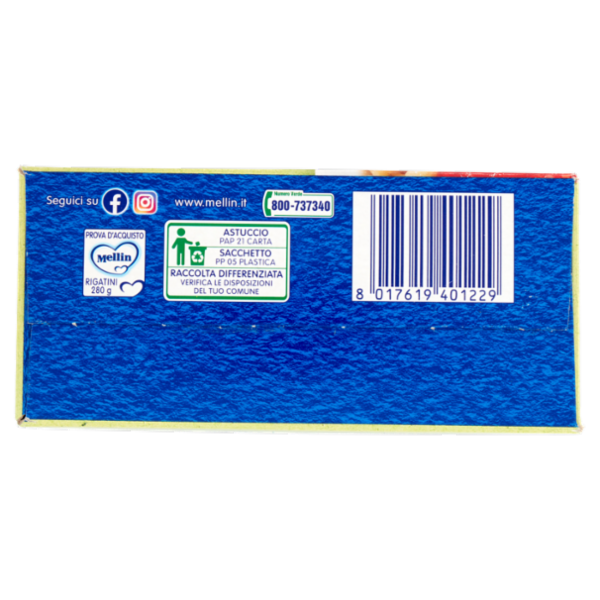 MELLIN Pastina Rigatini con Grano Tenero e Piselli 280 g