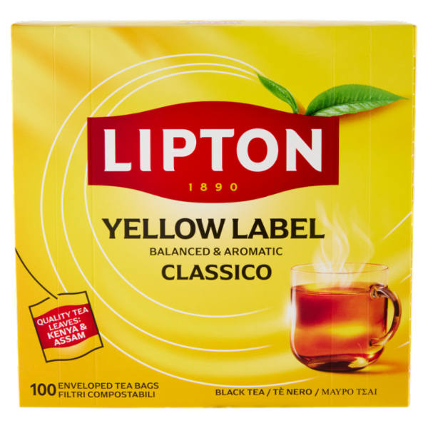 Lipton Yellow Label Classico Tè Nero 100 Filtri Compostabili 150 g