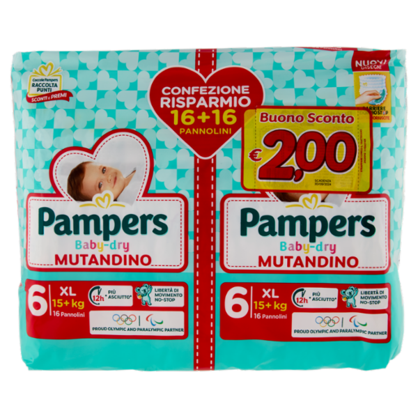 Pampers Baby-dry Mutandino XL 16 + 16 pz