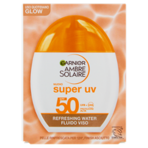 Garnier Ambre Solaire Super Uv SPF 50 Refreshing Water Fluido Viso Glow 40 Ml