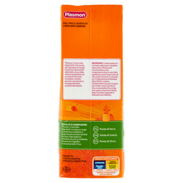 Plasmon Latte di Crescita Senza lattosio* Alta Digeribilità 1-3 Anni 1 L