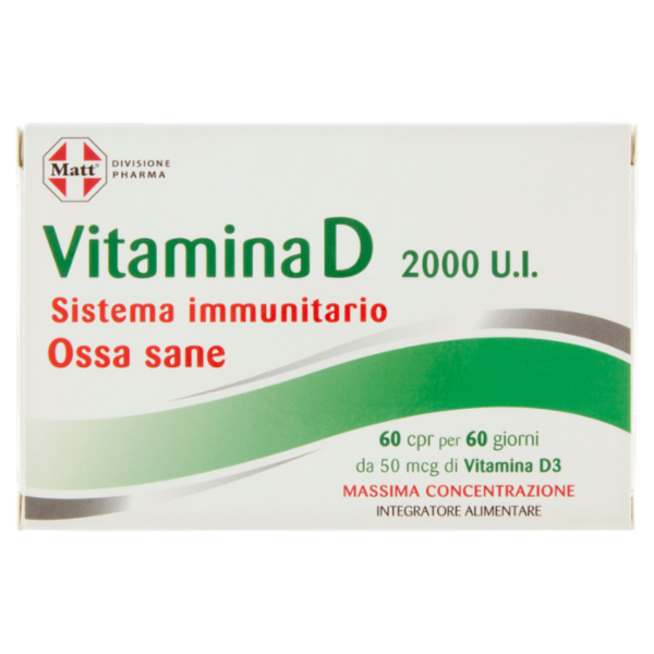 Matt Divisione Pharma Vitamina D 2000 U.I. Sistema Immunitario 60 compresse 6 g