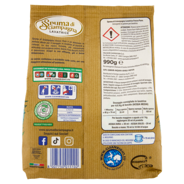 Spuma di Sciampagna Lavatrice Fresco puro 990 g