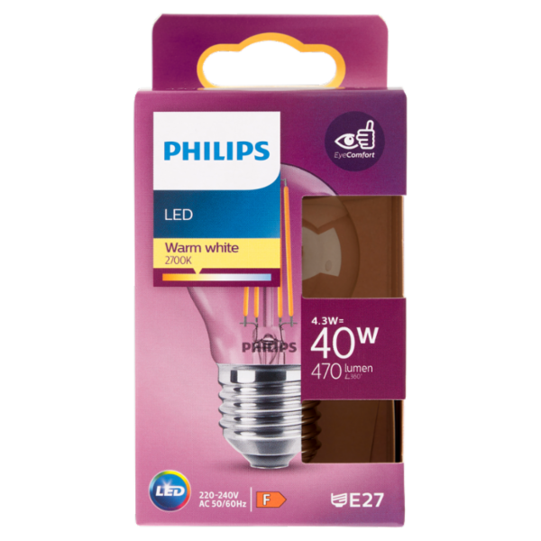 Philips Led sfera filamento 40W E27 2700K