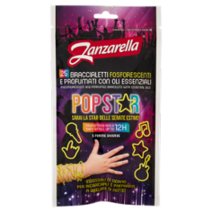 Zanzarella Braccialetti Fosforescenti e Profumati Con Oli Essenziali Pop Star 25 Pz