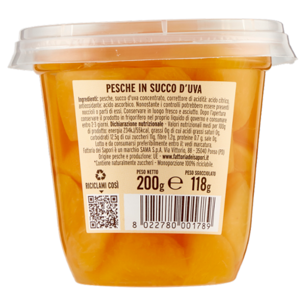 Fattoria dei Sapori Frutta Go! Pesche in Succo 200 g