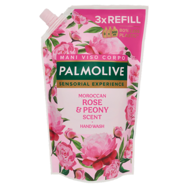 Palmolive Ricarica Sapone Liquido Mani Sensorial Experience rosa del Marocco e Peonia 900 ml