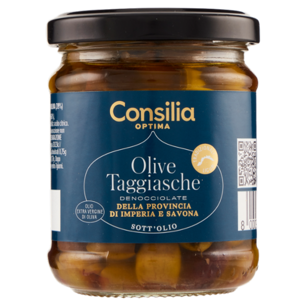 Consilia Optima Olive Taggiasche Denocciolate in Olio Extravergine d'Oliva 180 g
