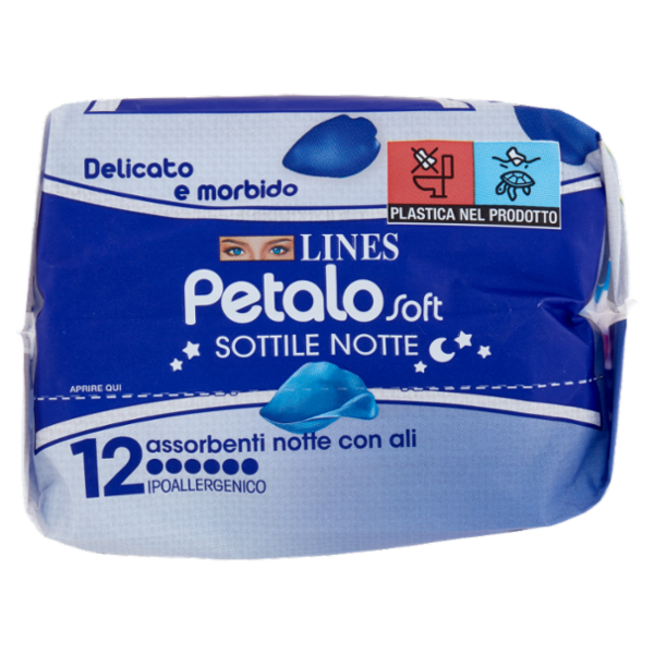 Lines Petalo Soft Sottile notte con ali 12 pz