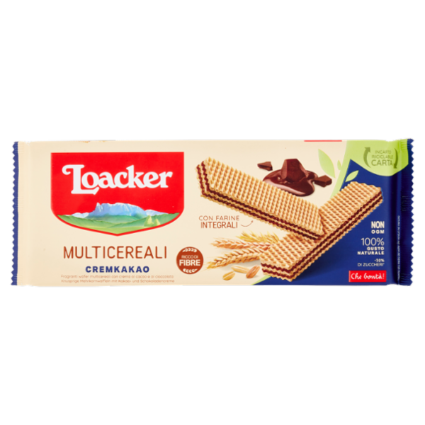 Loacker Wafer Multicereali Cremkakao con farro, grano e avena con crema al cacao wafers 175g