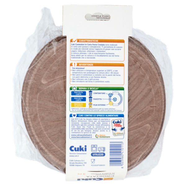 Cuki Cuoce Crostata Contenitori in Carta Forno 3 pz