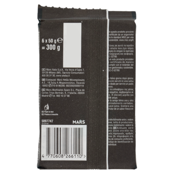 Sheba Délices du Jour Cibo Umido Gatto in Salsa con Salmone, Tonno e Trota 6 x 50 g