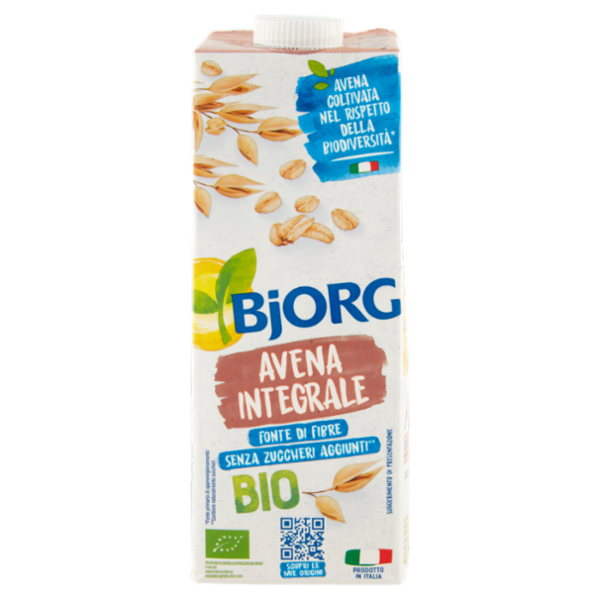 BJORG Avena Integrale Bevanda Vegetale Biologica, Senza Zuccheri Aggiunti, Prodotto in Italia, 1L