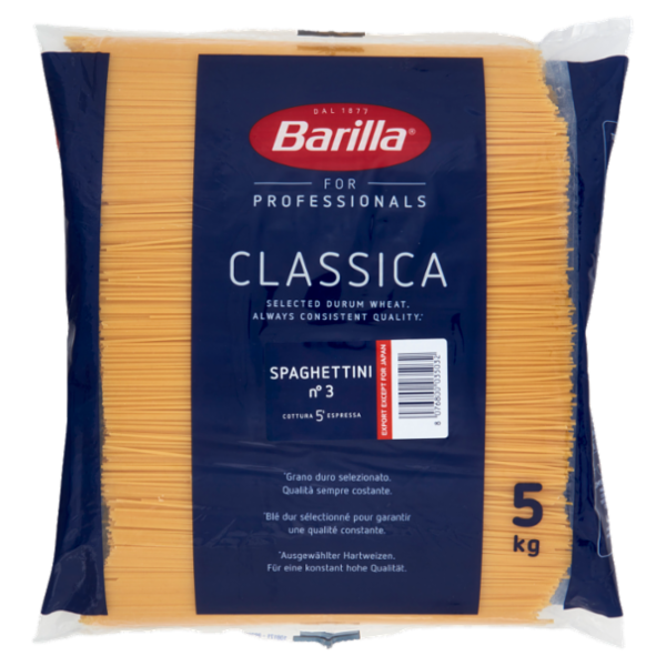 Barilla for Professionals Spaghettini n°3 Pasta Classica Lunga Catering Foodservice 5 kg