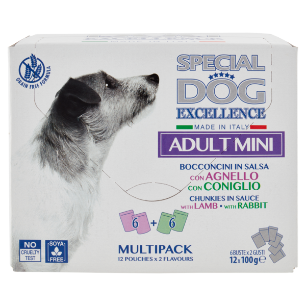 Special Dog Excellence Adult Mini Bocconcini in Salsa con Agnello, con Coniglio 12 x 100 g