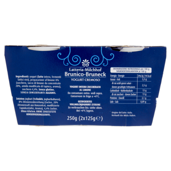 Latteria Brunico Yogurt Cremoso Frutta Frullata Limone 2 x 125 g