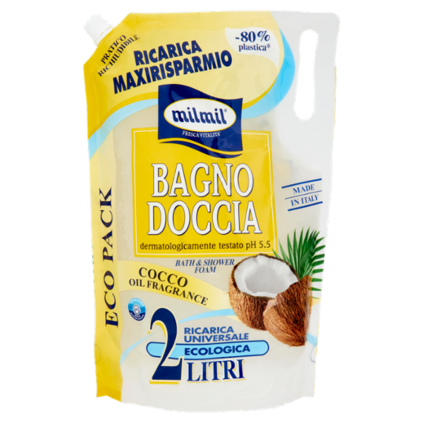 milmil Bagno Doccia Cocco Ricarica Universale Ecologica 2 Litri