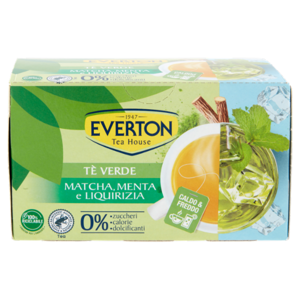 Everton Tè Verde Matcha, Menta e Liquirizia 16 x 2,5 g