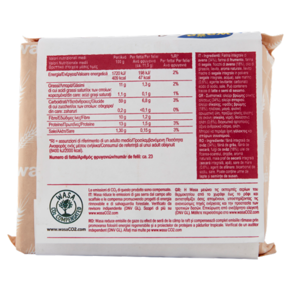 Wasa Chruncy Twist Cracker con Farina Integrale di Avena e Fiocchi d'Avena 265g