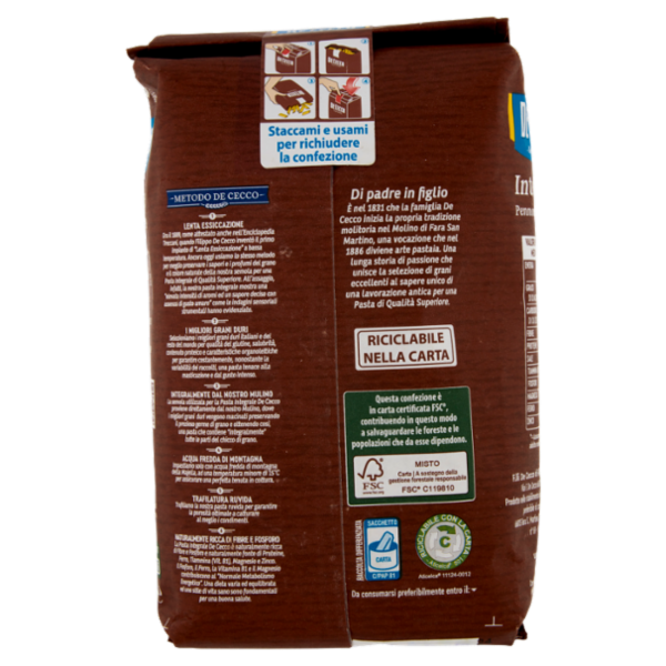 De Cecco Integrale Pennoni Rigati n° 39 500 g