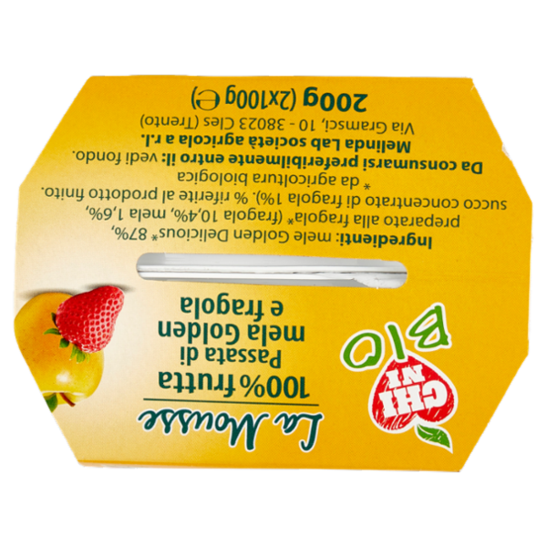 Chini Bio la Mousse 100% frutta Passata di mela Golden e fragola 2 x 100 g