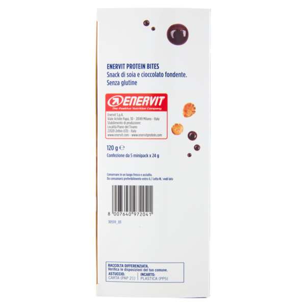 Enervit Protein 100% Vegetali Protein Bites al Cioccolato Fondente 5 x 24 g