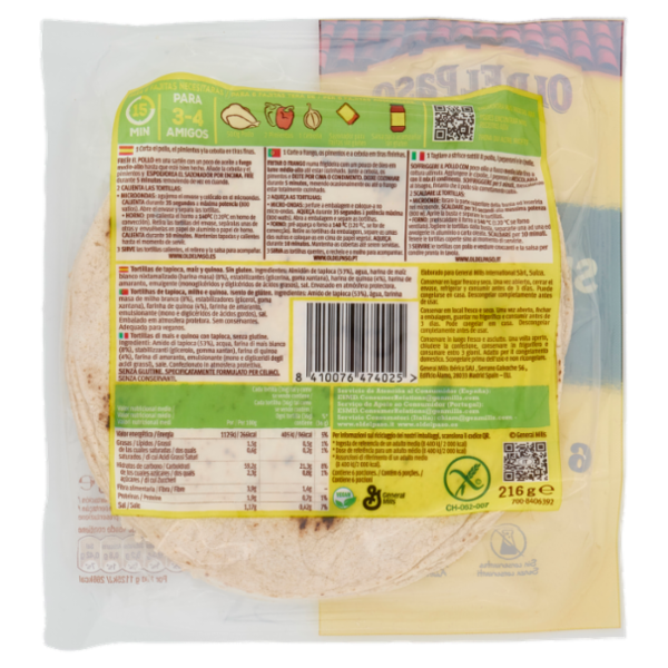 Old El Paso Senza Glutine 6 Tortillas 6 x 36 g